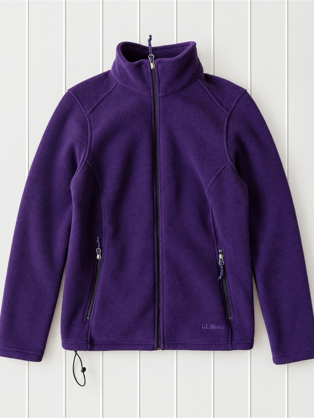 L. L. Bean Woman Purple Fleece Zip-Up Cozy Sweater MEDIUM Granola Outdoor Hiking